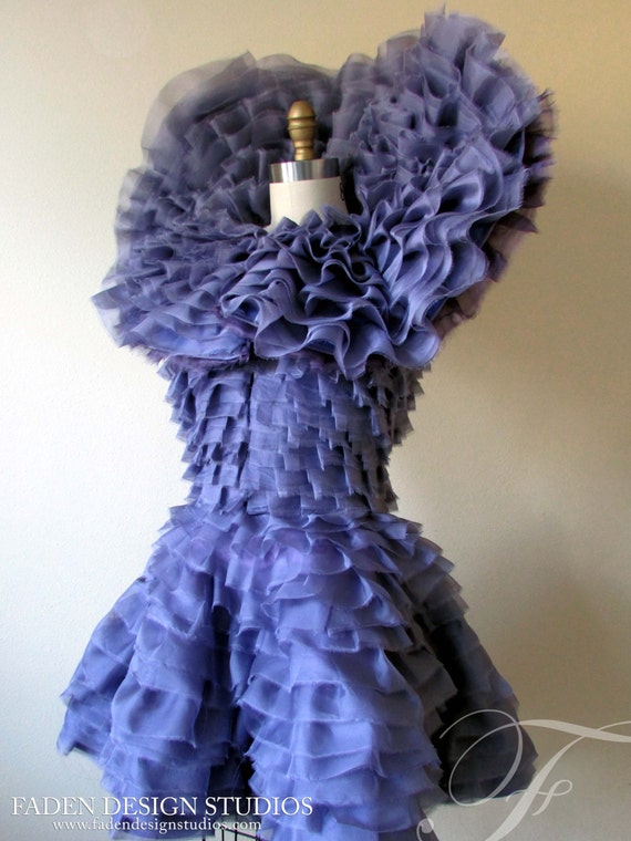 purple dress with ruffles