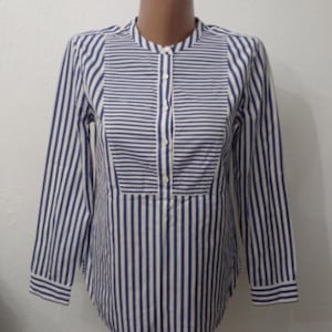 J.crew Women&#39;s Blue White Striped Shirt Size 6