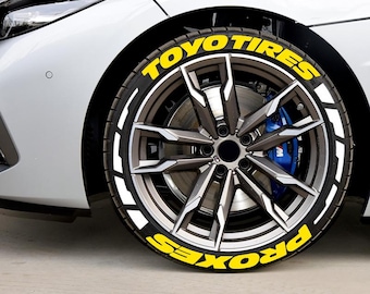 Toyo Tires Proxes Stripe Permanent Tire Stickers – Full Set of 8 for 4 Tires – White Raised Lettering | Waterproof & 1.25" Decals