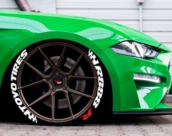 Toyo Tires R888R Flag Permanent Tire Stickers – Full Set of 8 for 4 Tires – White Raised Lettering | Waterproof & 1.25" Decals