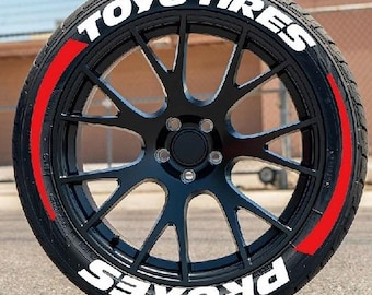 Toyo Tires Proxes Stripe Permanent Tire Stickers – Full Set of 8 for 4 Tires – White Raised Lettering | Waterproof & 1.25" Decals