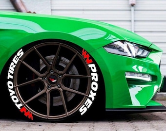 Toyo Tires Proxes Flag Permanent Tire Stickers – Full Set of 8 for 4 Tires – White Raised Lettering | Waterproof & 1.25" Decals