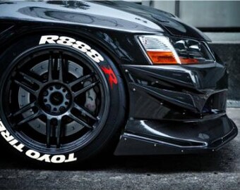 Toyo Tires R888R Permanent Tire Stickers – Full Set of 8 for 4 Tires – White Raised Lettering | Waterproof & 1.25" Decals