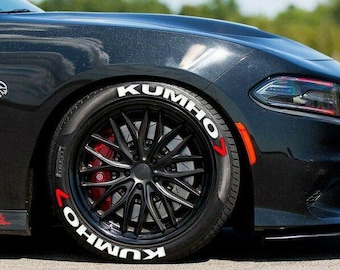 Kumho Permanent Tire Stickers – Full Set of 8 for 4 Tires – White Raised Lettering | Waterproof & 1.25" Decals
