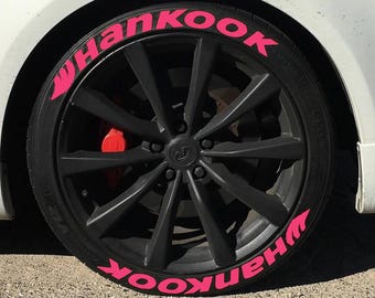 ハンコック パーマネントタイヤステッカー – タイヤ4本分8枚セット – ホワイト 浮き彫り文字 | 防水 & 1.25インチ デカール