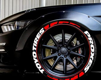 Toyo Tires Proxes Stripe Permanent Tire Stickers – Full Set of 8 for 4 Tires – White Raised Lettering | Waterproof & 1.25" Decals