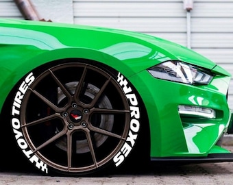 Toyo Tires Proxes Flag Permanent Tire Stickers – Full Set of 8 for 4 Tires – White Raised Lettering | Waterproof & 1.25" Decals