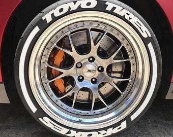 Toyo Tires Proxes Stripe Permanent Tire Stickers – Full Set of 8 for 4 Tires – White Raised Lettering | Waterproof & 1.25" Decals