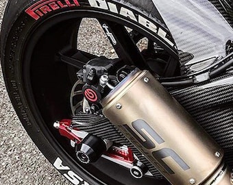 Diablo Supercorsa Motorcycle Permanent Tire Stickers – Full Set of 8 for 4 Tires – White Raised Lettering | Waterproof & Decals