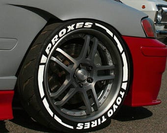 Toyo Tires Proxes Stripe Permanent Tire Stickers – Full Set of 8 for 4 Tires – White Raised Lettering | Waterproof & 1.25" Decals