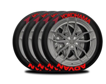 Yokohama Advan Permanent Tire Stickers – Full Set of 8 for 4 Tires – White Raised Lettering | Waterproof & 1.25" Decals