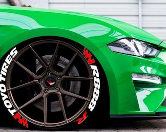 Toyo Tires R888R Flag Permanent Tire Stickers – Full Set of 8 for 4 Tires – White Raised Lettering | Waterproof & 1.25" Decals