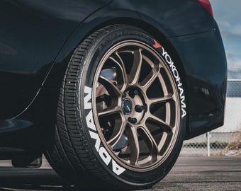 Yokohama Advan Permanent Tire Stickers – Full Set of 8 for 4 Tires – White Raised Lettering | Waterproof & 1.25" Decals
