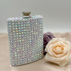 Rhinestone bling flask crystal hip flask sparkly gift for bridesmaids bachelorette party favor glam personalized drink ware bedazzled flask