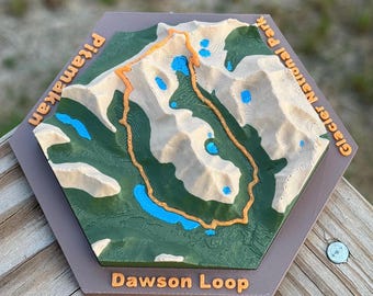 Dawson Loop 3D Topographic Map – Glacier National Park Terrain Model
