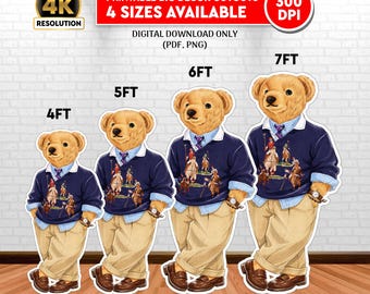 Recortes de ursinhos de pelúcia da Polo Bear, decoração para chá de bebê estilo preppy, adereço para festa de aniversário de luxo (download).