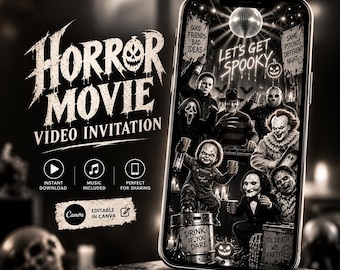 Scary Halloween Party Video Invitation, Animated Canva Template, Editable Digital Invite