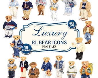 Luxury Polo Teddy Bear Clipart PNG SVG Bundle, Transparent Background, Digital Download