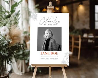 Funeral Welcome Sign: Memorial Service Sign Template, Editable Printable Design