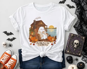 Paquete de imágenes PNG de fantasmas en un huerto de calabazas, sublimación de fantasmas en un mercado de otoño, fantasmas de Halloween en formato PNG, diseño acogedor de calabazas otoñales.