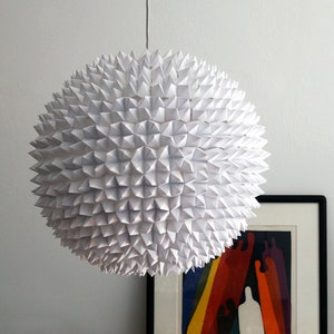 Large Dakota Pendant - White Faceted Folded Paper Hanging Shade - SHADE ONLY