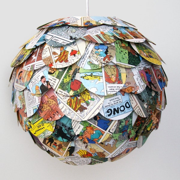 The Manhasset Cartoon Pendant Light - Colorful Hanging Paper Artichoke Lantern - Shade Only