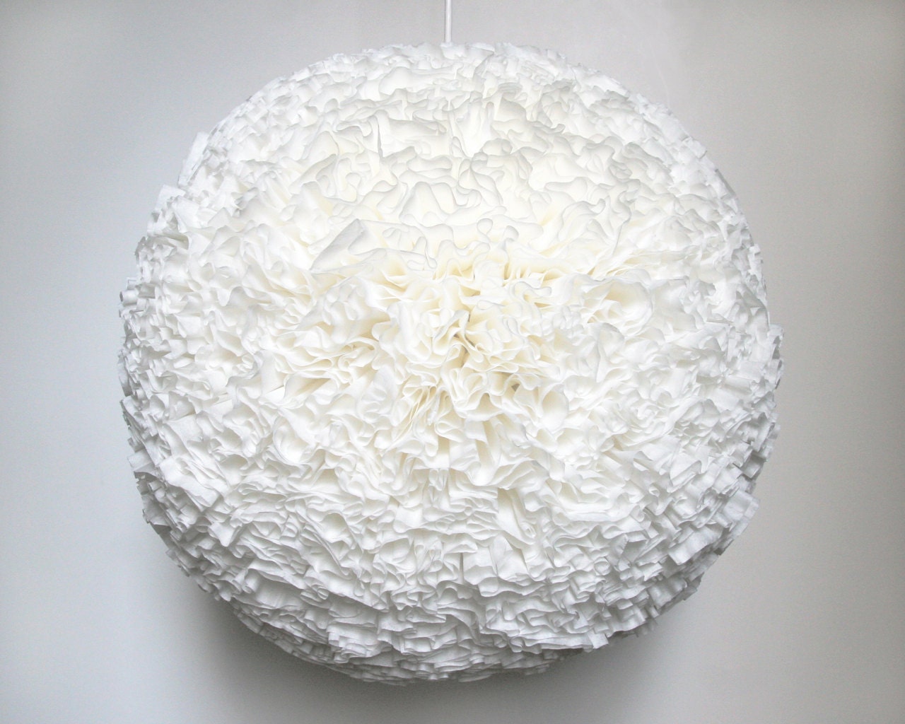 The Beaumont Pendant Large White Ruffled Hanging Lamp Shade