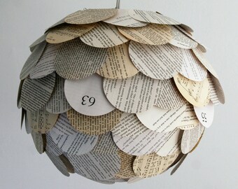 The Manhasset Mixed Book Page Pendant Light - Hanging Paper Artichoke Lantern - Shade Only
