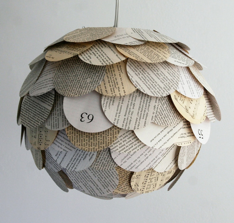 The Manhasset Mixed Book Page Pendant Light Hanging Paper Artichoke Lantern Shade Only