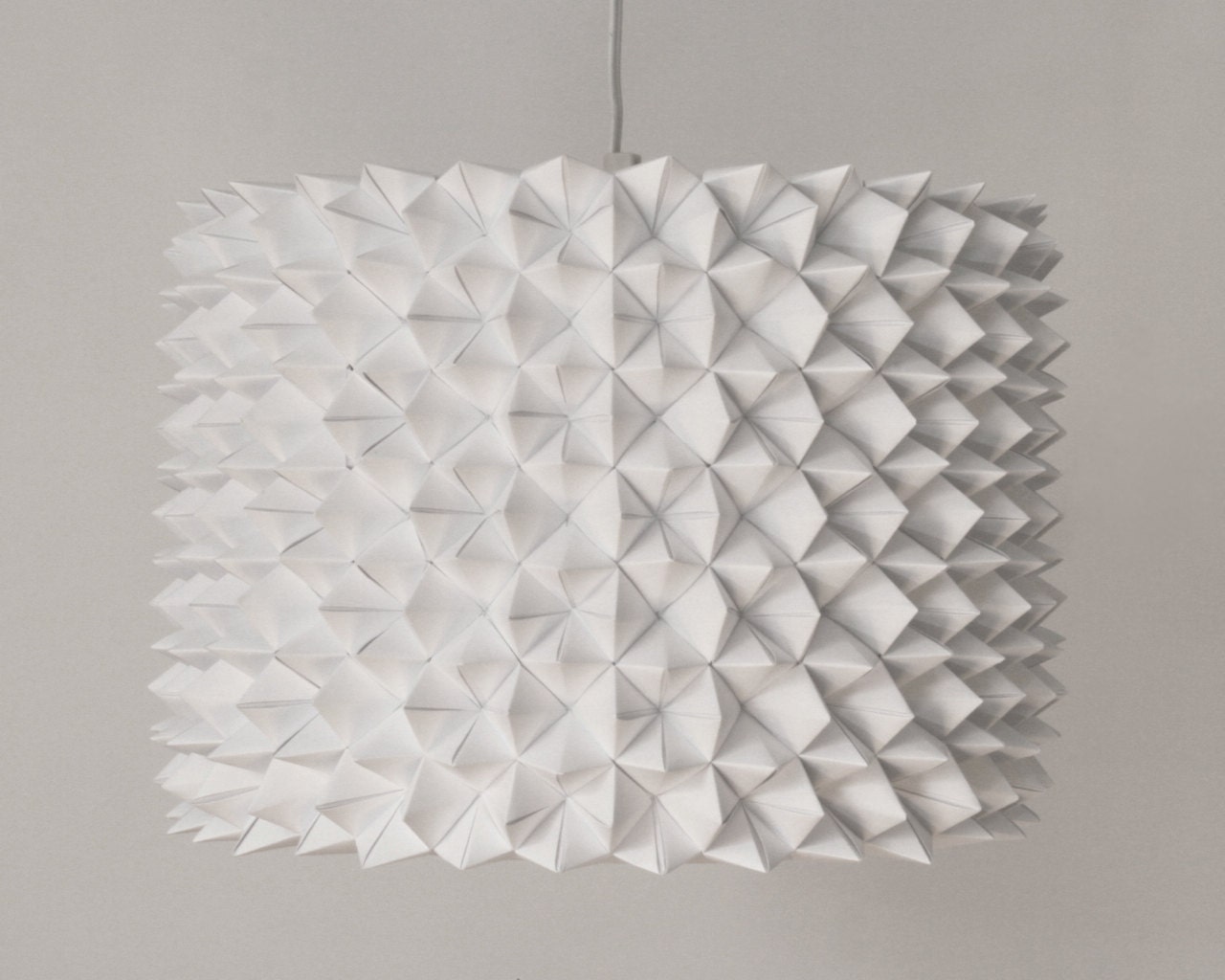 Large Prasada Drum Shade White Faceted Folded Paper Hanging