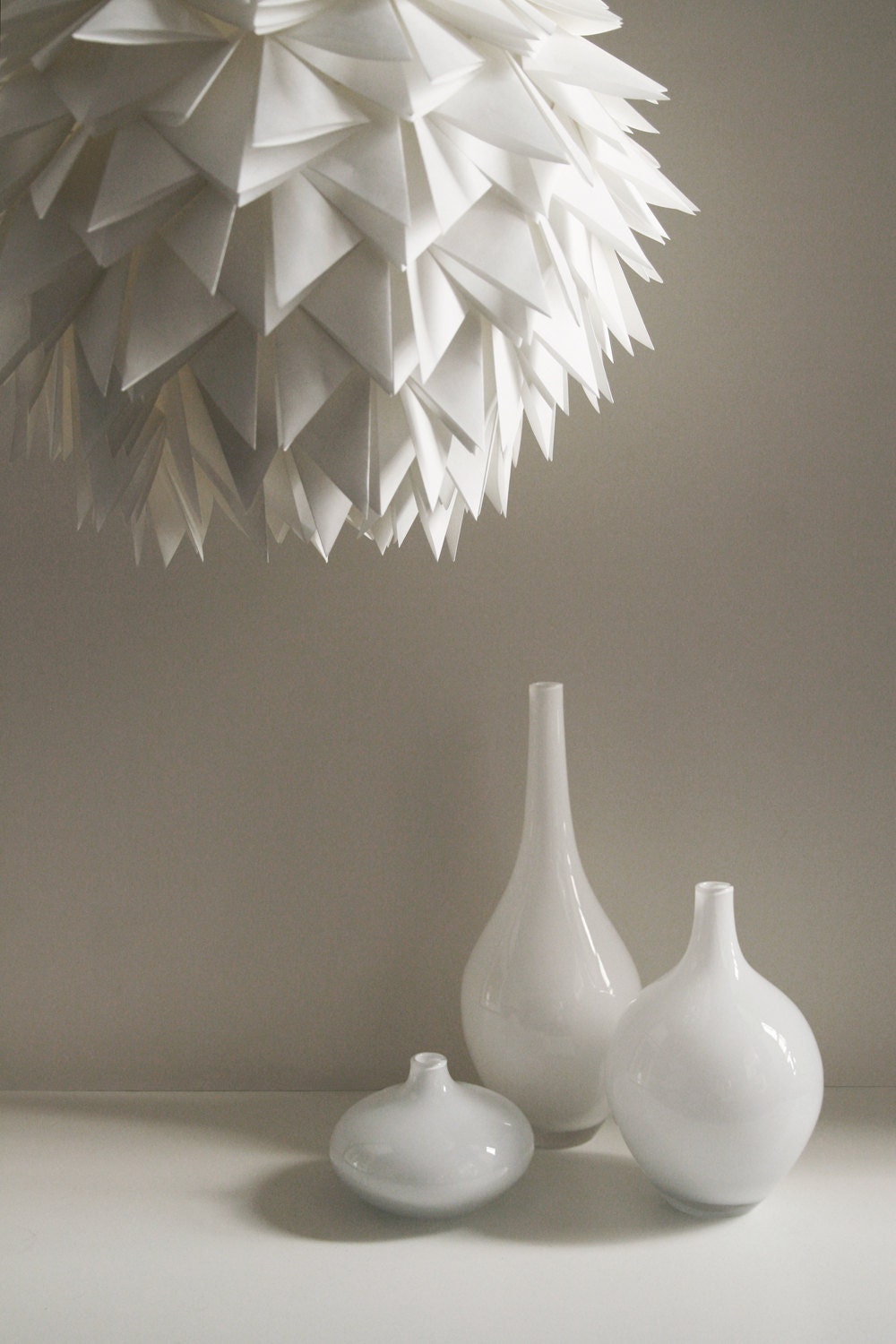 La Suspension Brooks - Papier Origami Hérissés Blanc Lampe Ombre Suspendue Seulement