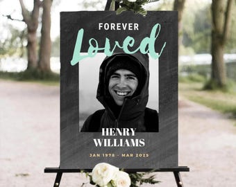 Celebration of Life Welcome Sign: Vibrant Memorial Poster (Canva Template, Digital Download