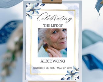 Floral Funeral Welcome Sign: Editable Memorial Poster (Canva Template - Digital Download