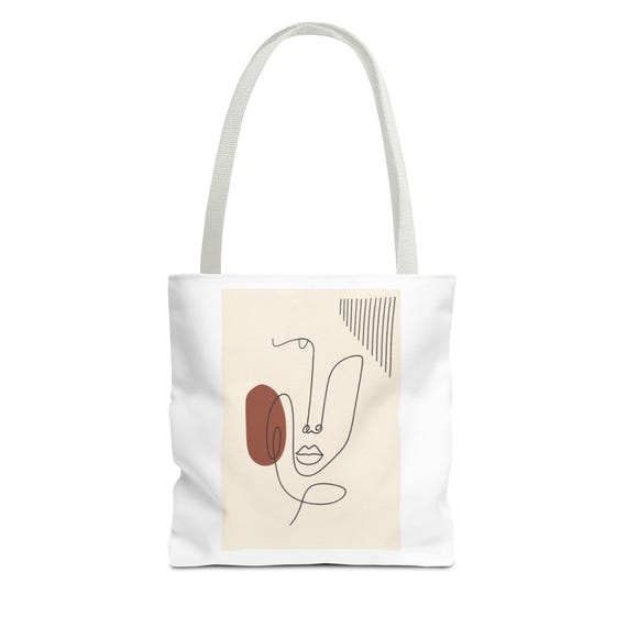 Minimalist Face Line Art Tote Bag, Abstract Face Design, Stylish
