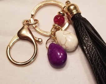 Faux leather key ring
