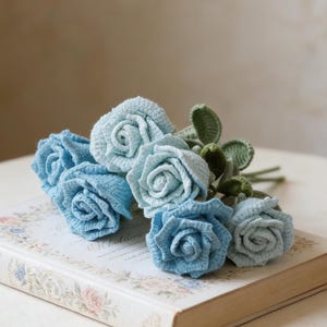 Romantic Rose Crochet Pattern, Handcrafted Crochet Rose Tutorial PDF, Wedding Everlasting Flower Pattern, Valentine's Day Gift, Wedding Gift