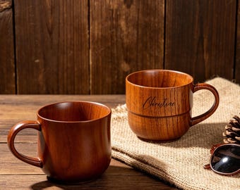 Personalized Wooden Mug, Custom Engraved Coffee Cup, Natural Wood Tea Tumbler, Rustic Drinkware for Home, Perfect Gift for Coffee Lovers