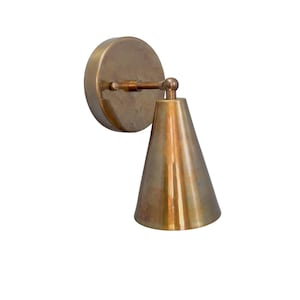 1 Light Raw brass Wall Sconce Light | Wall Sconces Lamp | Mid Century Modern Raw Brass Italian Wall Scone | Cone Wall Sconce Light