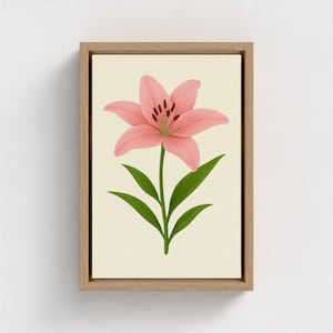 Pink Lily Framed Canvas Print: Botanical Floral Wall Art