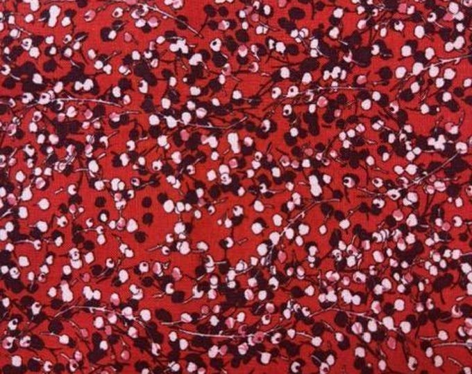 Joann’s Buttercream Red Berry Floral Quilting Cotton Fabric – 100% Cotton – 44″