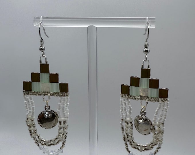 Square Bead Dangle Earrings