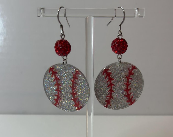 Handmade Acrylic Dangle Earrings | Rhinestone Bead Earrings | Lightweight Statement Earrings | Cute Acrylic Earrings | Various Designs & Col