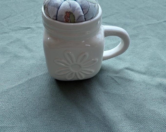 Handmade Pin Cushion | Upcycled Mason Jar Pin Cushion | Toothpick Holder Pin Cushion | Sewing Gift | Fabric Pin Cushion | Various Prints