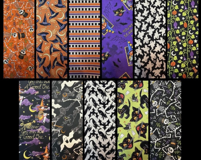 Halloween Fabric Bundle 1/2 Yard Each – Mary Engelbreit Free Spirit, Spooky Cute Fabric Set, Witch Ghost Pumpkin Fabric, Quilt Fabric Bundle