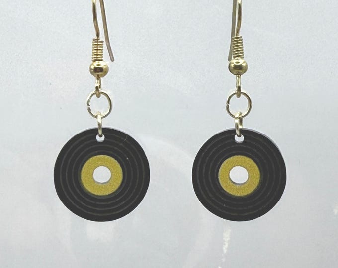 Record Earrings-Brass Findings