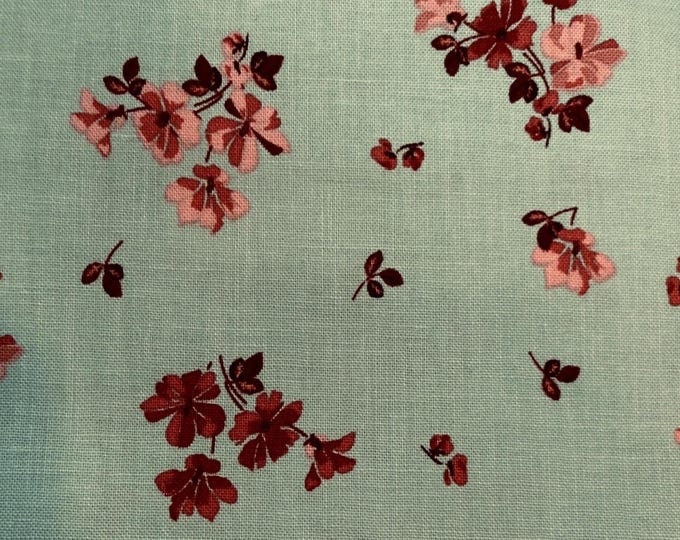 Love You Always Flower Toss Sage Cotton Fabric by the Half Yard | Sage Green Floral Cotton Fabric | Quilting Fabric | Cottagecore Fabric