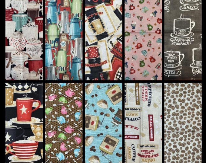 Coffee Fabric 1/2 Yard – Wilmington Prints Cocoa Sweet by Danielle Leone, Coffee Mug Fabric, Kitchen Fabric, Cocoa Coffee Theme Cotton