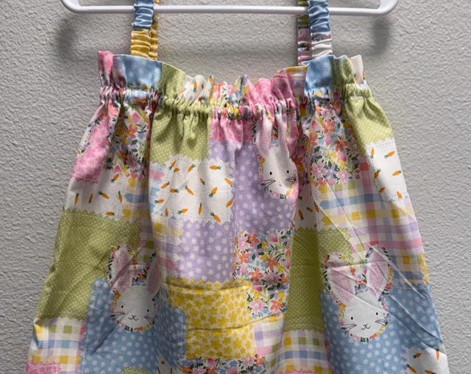 Toddler Dress 12–18 Months | Handmade Baby Girl Easter Dress | Spring Summer Sundress | Bunny Patchwork & Plaid Options
