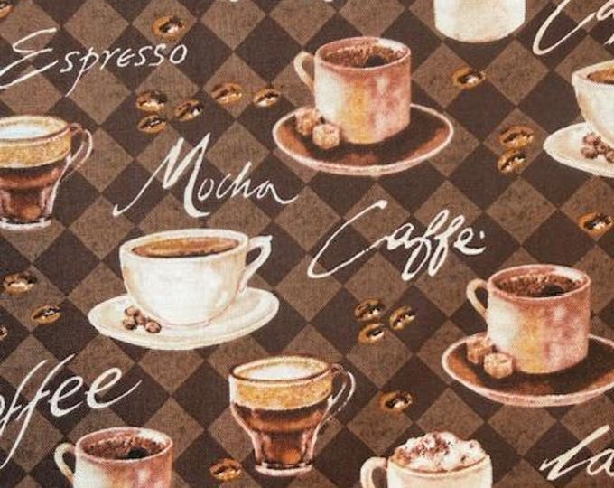 Coffee Fabric by Brother Sister Design Studio – Café Print Cotton, Espresso Mocha Latte, Kitchen Fabric, Coffee Lover Fabric- Hobby Lobby