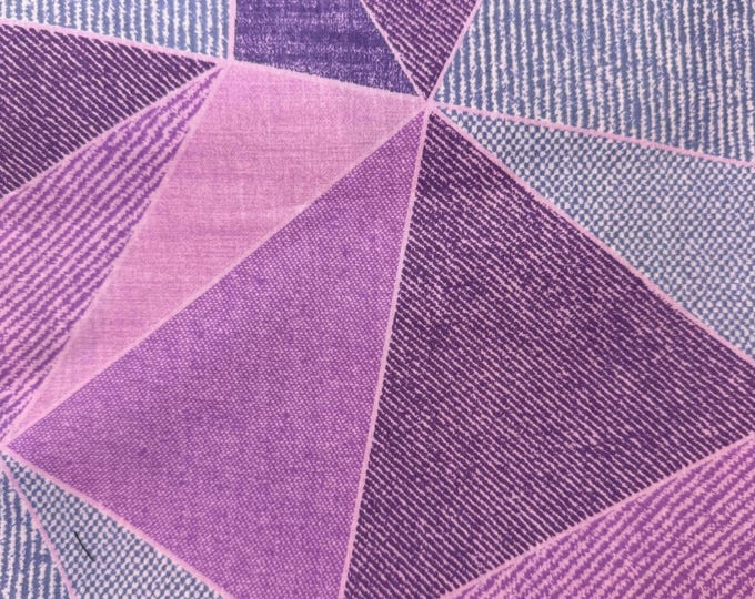 Richloom Purple Geometric Fabric – 48" Wide Modern Triangle Cotton – Sold by the Half Yard